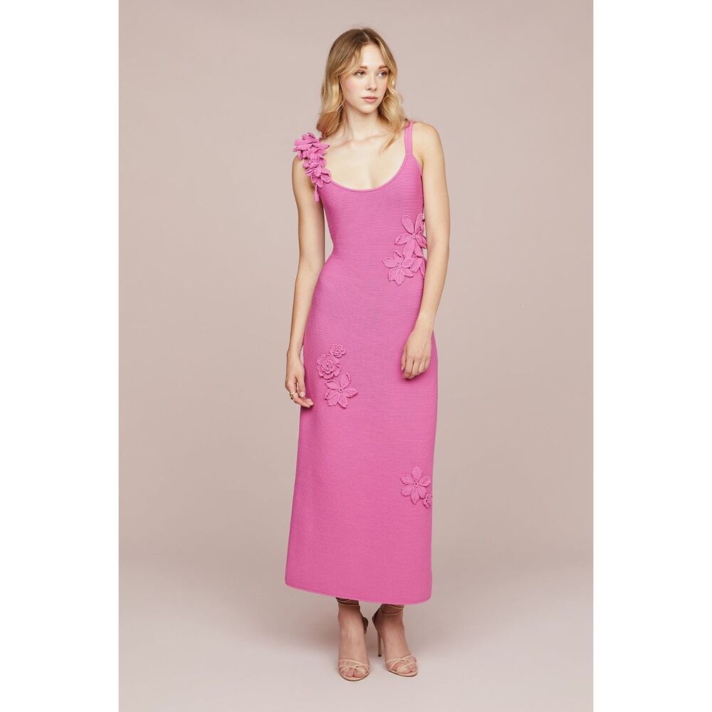 AMUR Allegra Floral Knit Midi in Pink Pearl Size XS $498